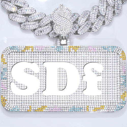 CUSTOM LETTER NECKLACE 3D COLORFUL SQUARE