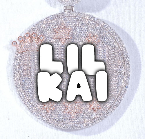 CUSTOM LETTER NECKLACE 3D BIG CROWN DISC