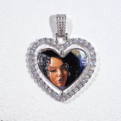3D Spinning 2-Faced Heart Custom Picture Pendant
