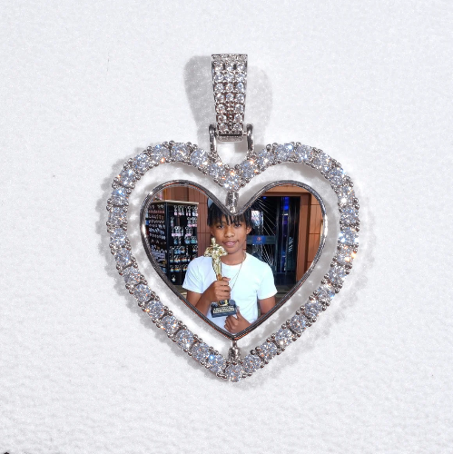 3D Spinning 2-Faced Heart Custom Picture Pendant
