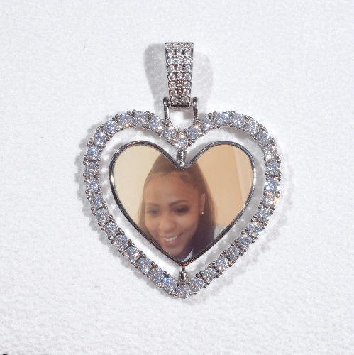 3D Spinning 2-Faced Heart Custom Picture Pendant
