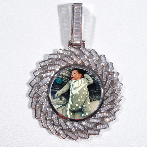 Large 3D Baguette Custom Picture Pendant