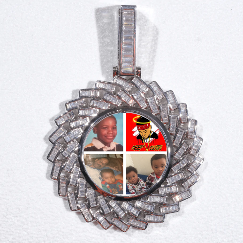 Large 3D Baguette Custom Picture Pendant