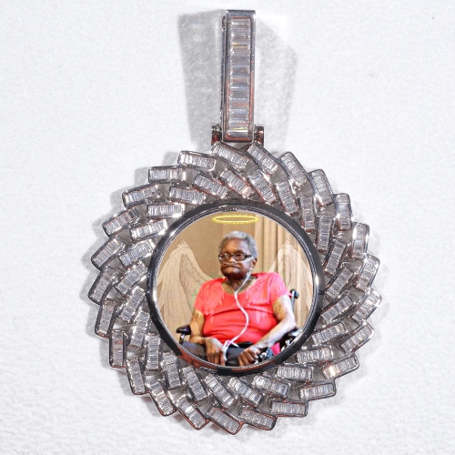 Large 3D Baguette Custom Picture Pendant