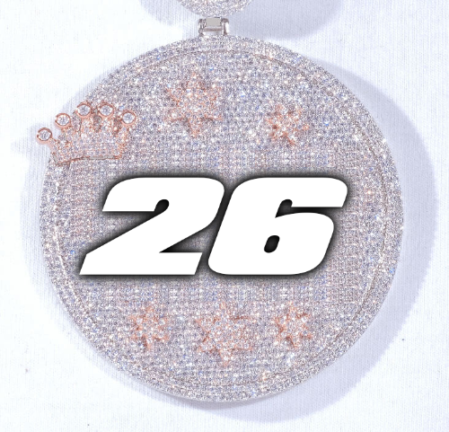 CUSTOM LETTER NECKLACE 3D BIG CROWN DISC