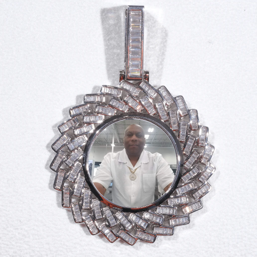 Large 3D Baguette Custom Picture Pendant