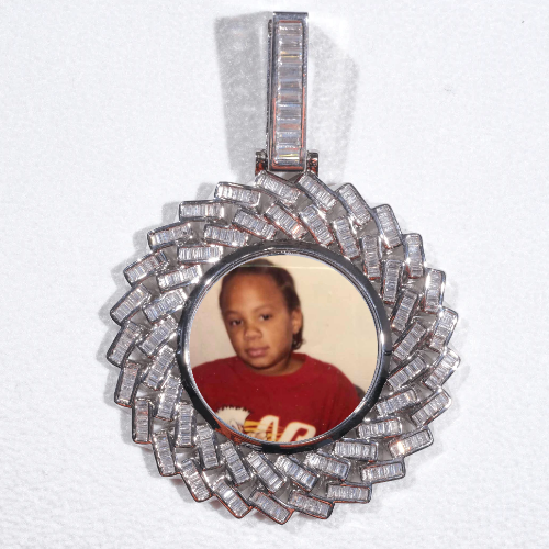 Large 3D Baguette Custom Picture Pendant