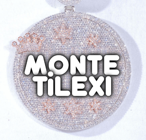 CUSTOM LETTER NECKLACE 3D BIG CROWN DISC