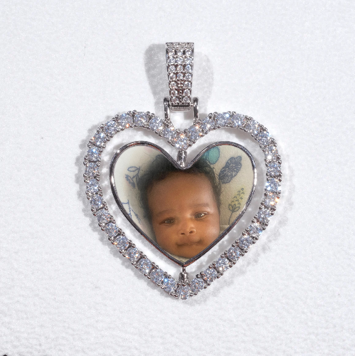 3D Spinning 2-Faced Heart Custom Picture Pendant