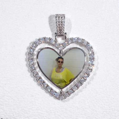 3D Spinning 2-Faced Heart Custom Picture Pendant