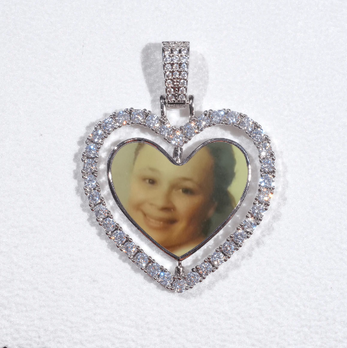 3D Spinning 2-Faced Heart Custom Picture Pendant