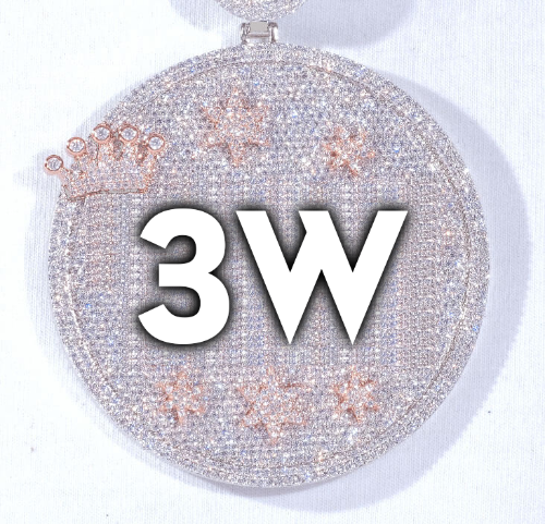 CUSTOM LETTER NECKLACE 3D BIG CROWN DISC