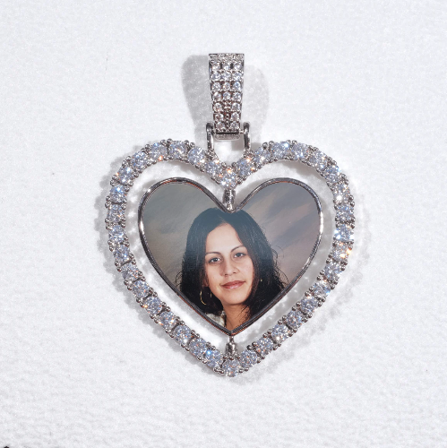 3D Spinning 2-Faced Heart Custom Picture Pendant