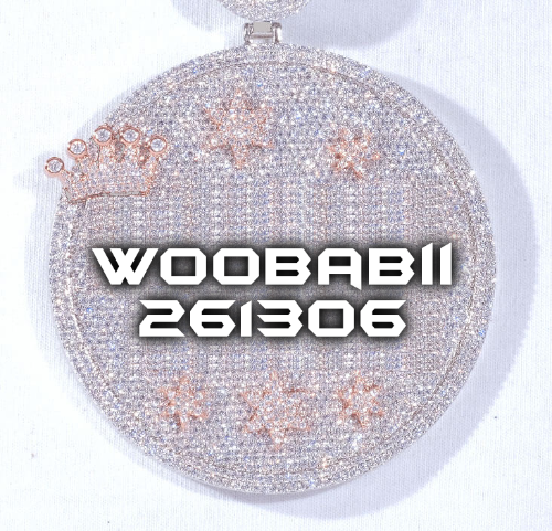 CUSTOM LETTER NECKLACE 3D BIG CROWN DISC