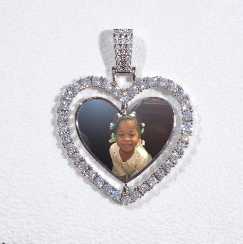 3D Spinning 2-Faced Heart Custom Picture Pendant