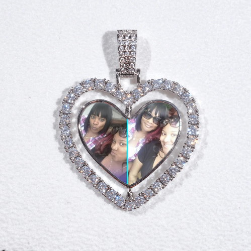 3D Spinning 2-Faced Heart Custom Picture Pendant