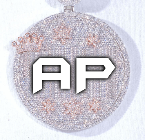 CUSTOM LETTER NECKLACE 3D BIG CROWN DISC