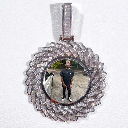 Large 3D Baguette Custom Picture Pendant