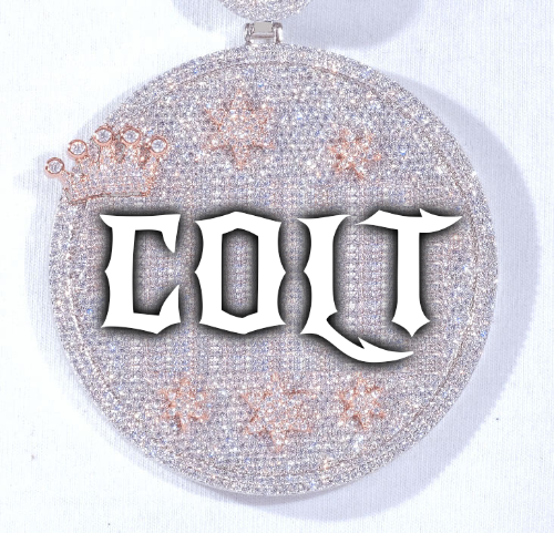 CUSTOM LETTER NECKLACE 3D BIG CROWN DISC
