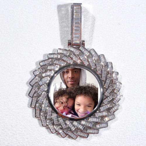 Large 3D Baguette Custom Picture Pendant