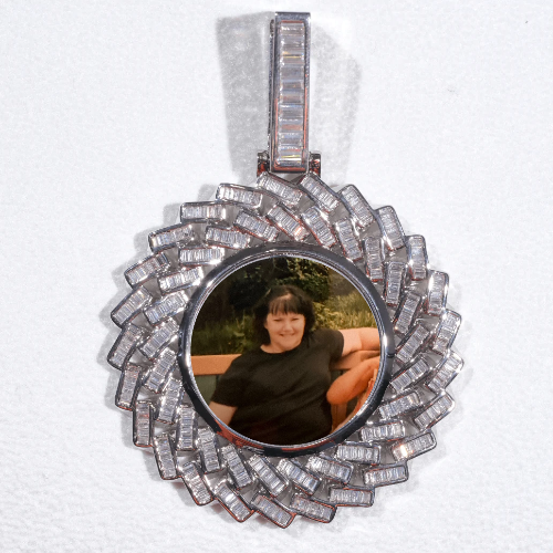 Large 3D Baguette Custom Picture Pendant