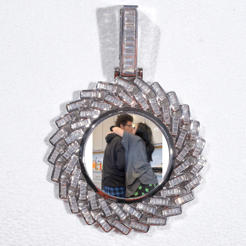 Large 3D Baguette Custom Picture Pendant