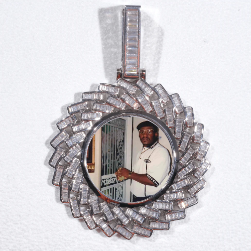Large 3D Baguette Custom Picture Pendant