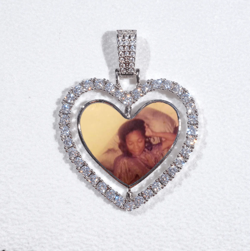 3D Spinning 2-Faced Heart Custom Picture Pendant