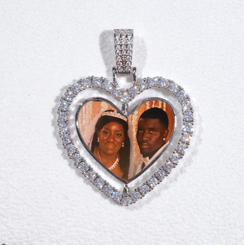 3D Spinning 2-Faced Heart Custom Picture Pendant