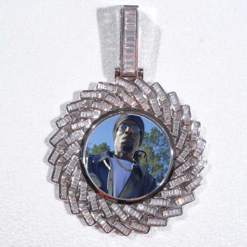 Large 3D Baguette Custom Picture Pendant