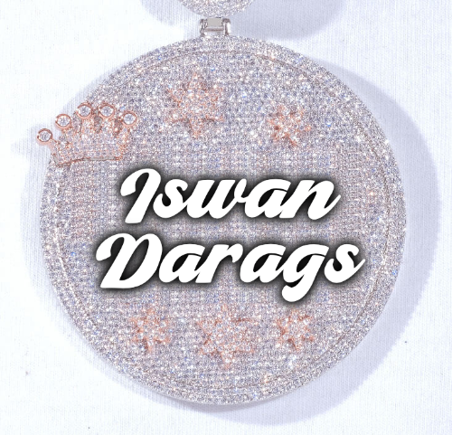 CUSTOM LETTER NECKLACE 3D BIG CROWN DISC