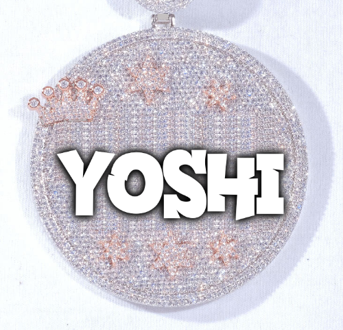 CUSTOM LETTER NECKLACE 3D BIG CROWN DISC