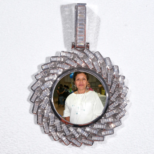 Large 3D Baguette Custom Picture Pendant