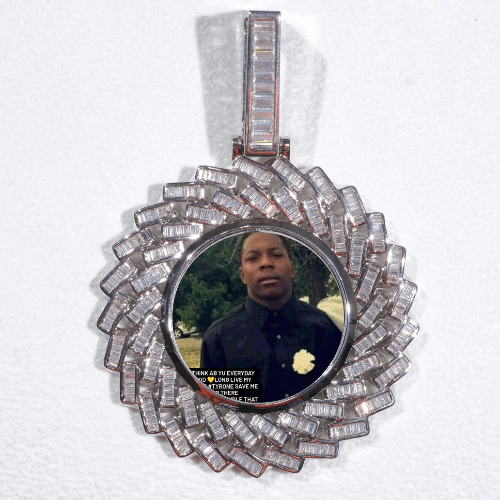 Large 3D Baguette Custom Picture Pendant