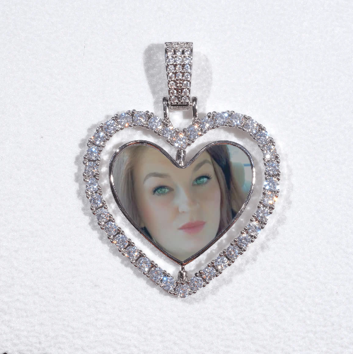 3D Spinning 2-Faced Heart Custom Picture Pendant