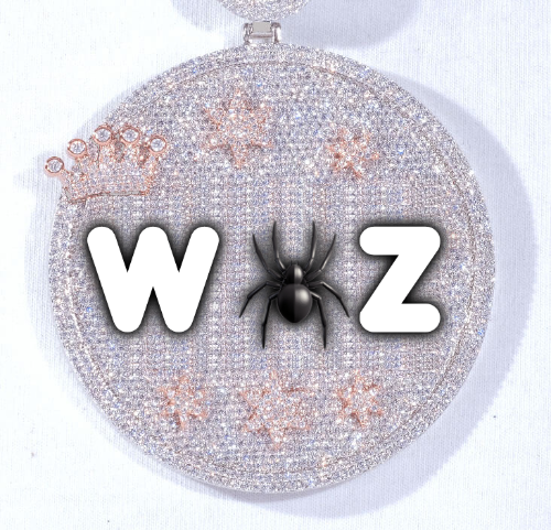 CUSTOM LETTER NECKLACE 3D BIG CROWN DISC