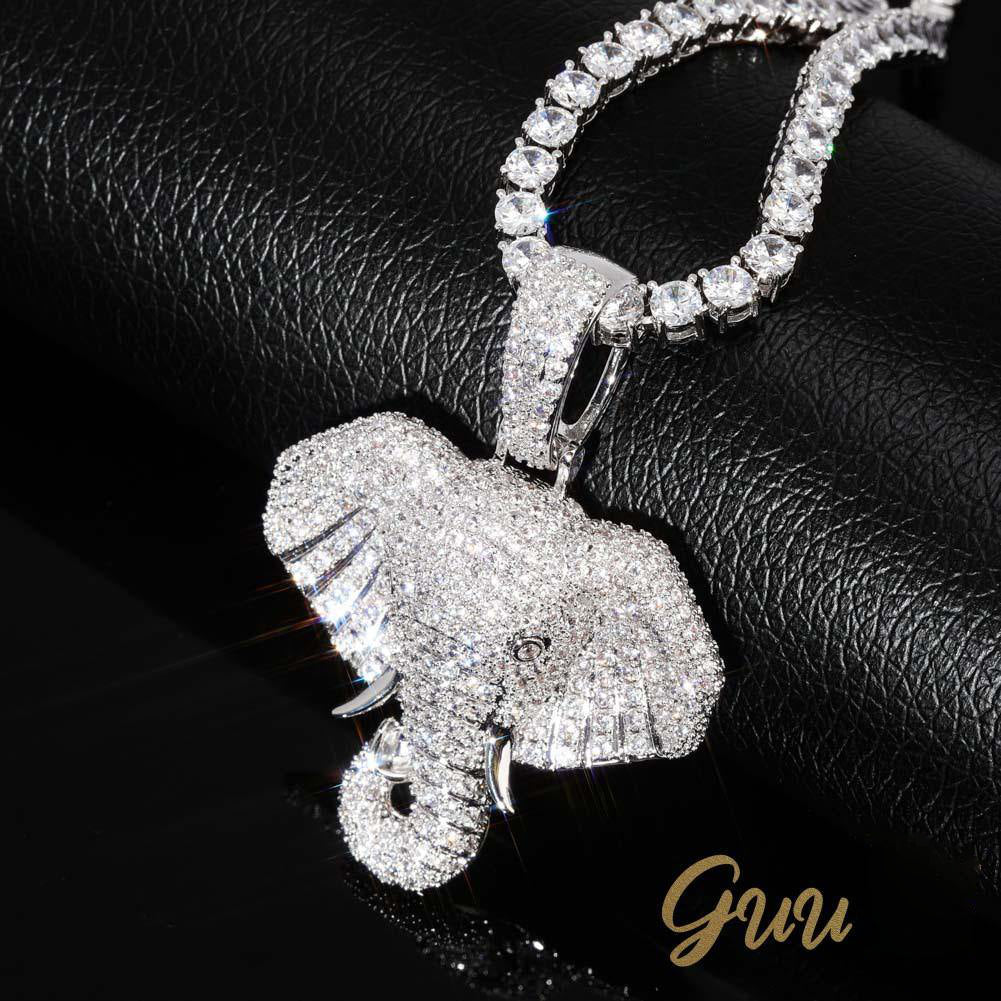 18K Yellow Gold-Plated Micro-inlay  AAA CZ Elephant Pendant Necklace - The GUU Shop