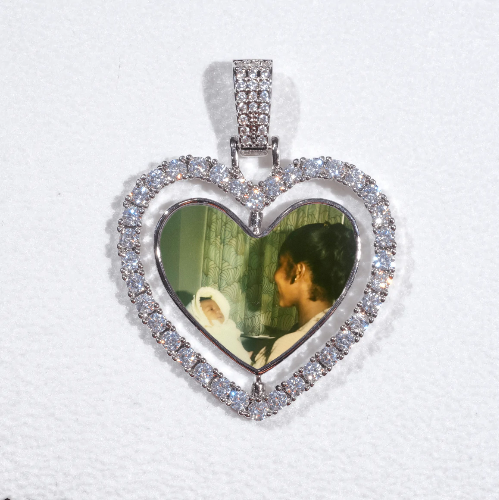 3D Spinning 2-Faced Heart Custom Picture Pendant