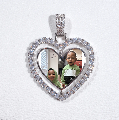 3D Spinning 2-Faced Heart Custom Picture Pendant