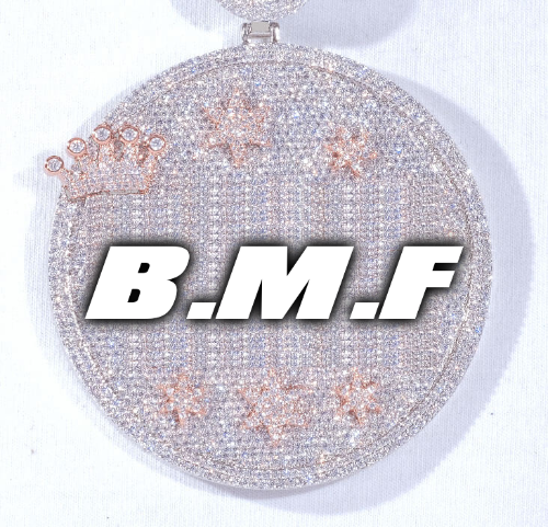 CUSTOM LETTER NECKLACE 3D BIG CROWN DISC