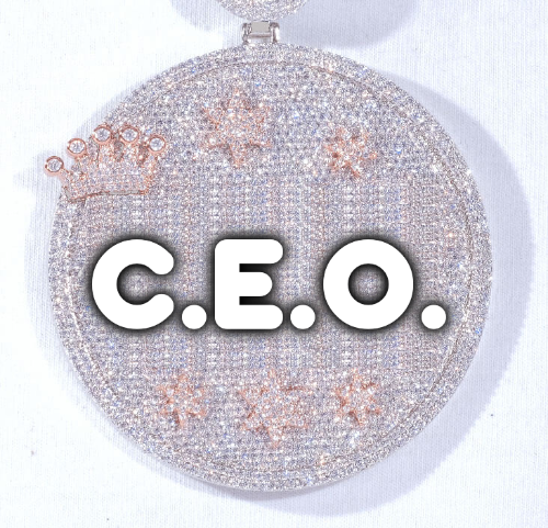 CUSTOM LETTER NECKLACE 3D BIG CROWN DISC