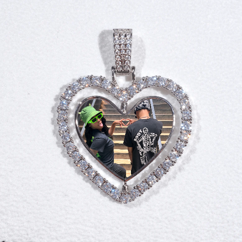 3D Spinning 2-Faced Heart Custom Picture Pendant