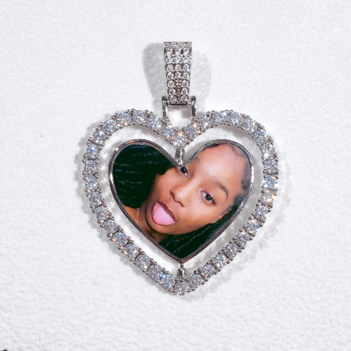 3D Spinning 2-Faced Heart Custom Picture Pendant