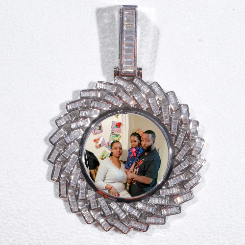 Large 3D Baguette Custom Picture Pendant