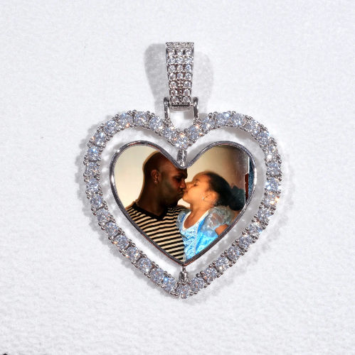 3D Spinning 2-Faced Heart Custom Picture Pendant