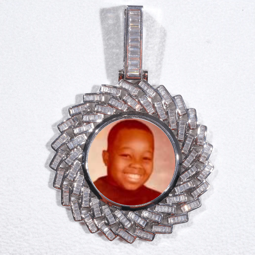 Large 3D Baguette Custom Picture Pendant