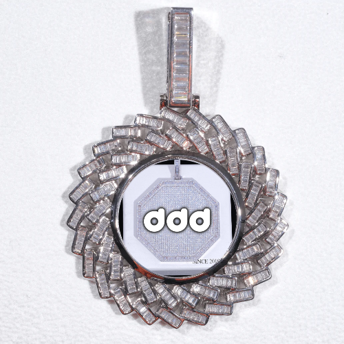 Large 3D Baguette Custom Picture Pendant