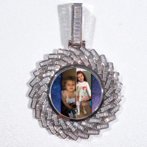 Large 3D Baguette Custom Picture Pendant