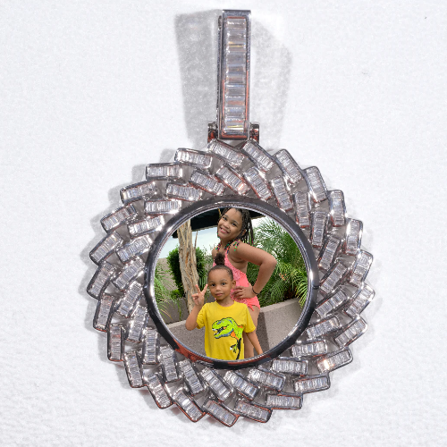 Large 3D Baguette Custom Picture Pendant