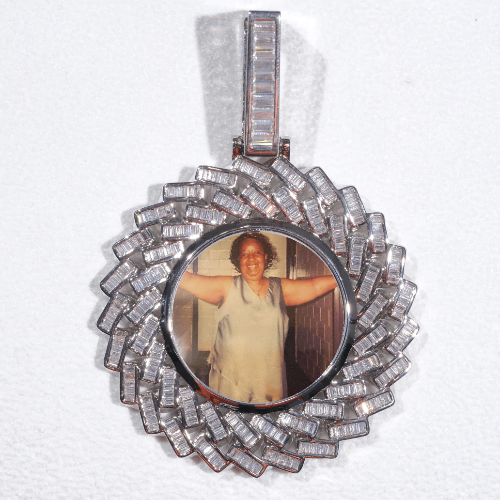Large 3D Baguette Custom Picture Pendant